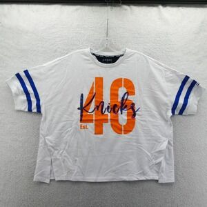 Tommy Jeans Shirt Womens Small New York Knicks White Blue Orange Sequin Y2K NBA